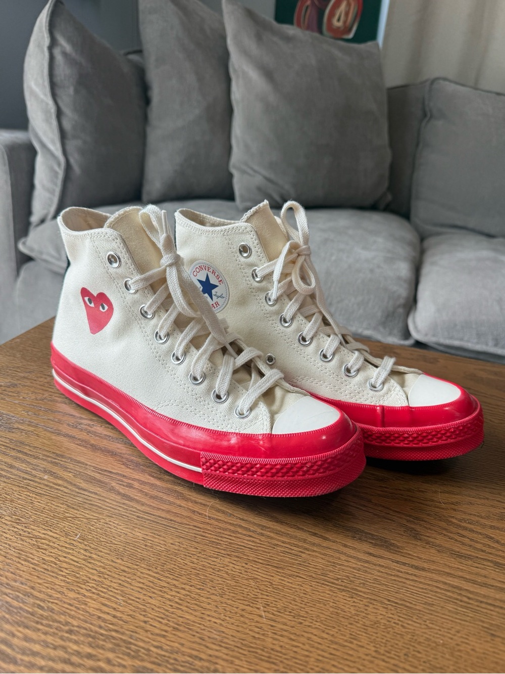 Comme Des Garçons Play x Converse Cream High-Top Sneakers